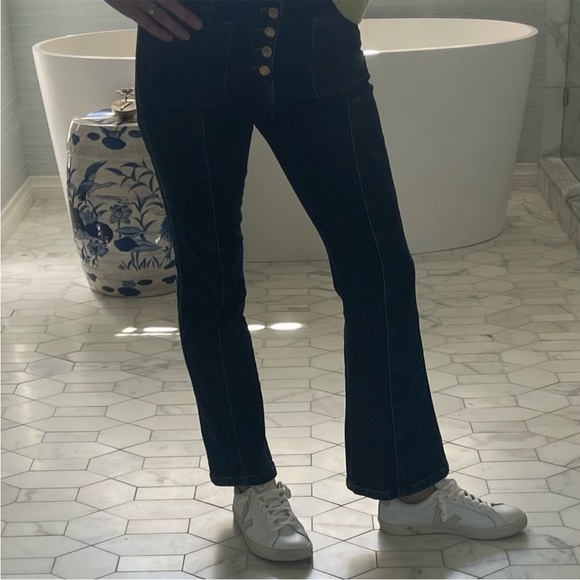 Anthro VILAGALLO Lexi Jean Flare Effect Front Pockets Button Fly Sz 34 US 0 NEW - Picture 15 of 16